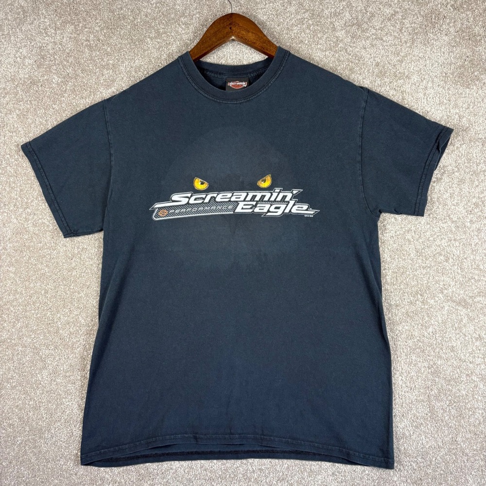 Harley Davidson Screamin Eagle T-Shirt Mens Large Black Graphic Tee 2016 OH-D